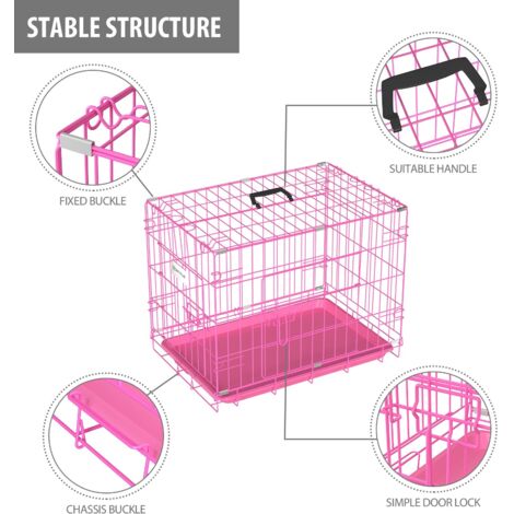 Dog Crate Dog Cage Large, Foldable Puppy Dog Crates, Cage Furniture with Non-Chew Metal Removable Tray Folding 2 Door Crat