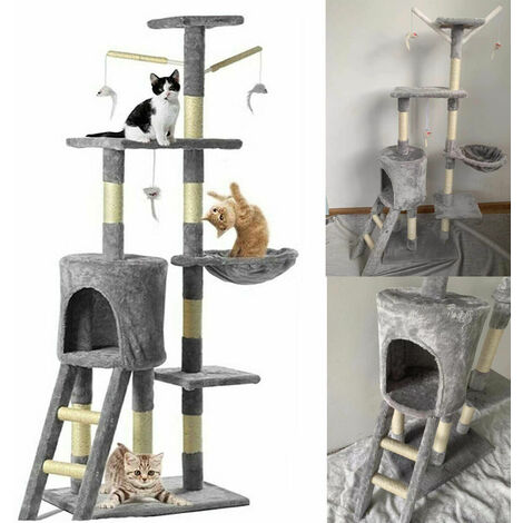 Large Cat Tree Tower Kitten Climbing Frame, Multi-Level Cat Tree Condo Furniture with Sisal-Covered Scratching Posts, 1 Plush Condos, Perch Hammock for Kittens, Cats and Pets (1/5)
