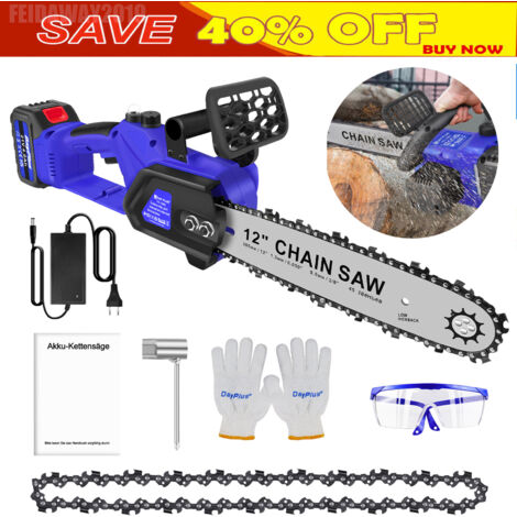 21V Cordless Chainsaw Portable Handheld Saw for Gardening Pruning Tree Battery