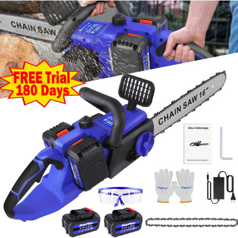 16'' Cordless Electric Chainsaw Garden Wood Cutter Saw Tree Pruning 2x Battery