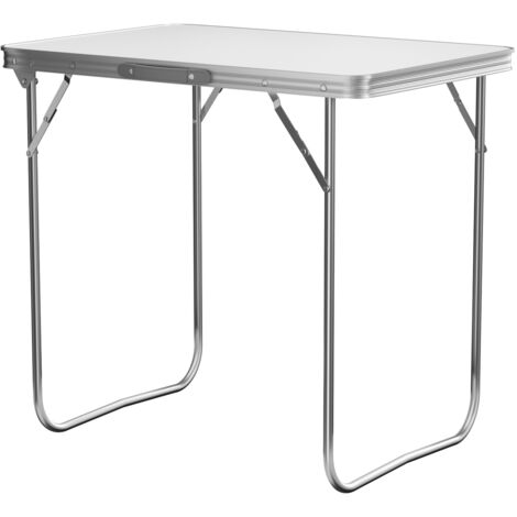 Picnic Tables 2.6FT/ 80CM with Carry Handle White Portable Folding Table Heavy Duty Aluminium Table Handbag Size Compact for Dining Party Market Stalls Outdoor Activities (1/5)