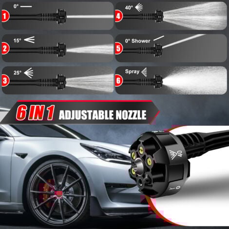 Cordless Pressure Washer Cleaner Gun 200PSI High Pressure Nozzles Foam Generator