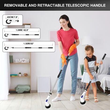 Electric Spin Scrubber Turbo Scrub Cleaning Brush Cordless Chargeable 10 Heads