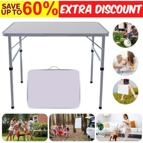 Folding Table Portable Fold Up Tables Camping Garden Party Trestle Dinner Table (1/5)