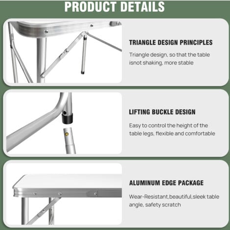 Portable Folding Aluminium Camping Table Picnic Outdoor Foldable Tables BBQ Desk