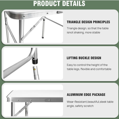 Portable Folding Camping Table Aluminium Carry BBQ Desk Kitchen Outdoor Picnic