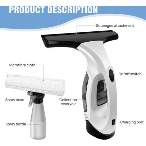 Cordless Window Cleaner Ultra Strong Glass Surface Cleaner Rechargeable Washer