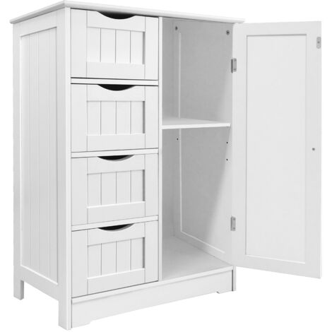 4 Tier Bathroom Cabinet Shelf Free Standing Floor Storage Unit Cupboard Rack