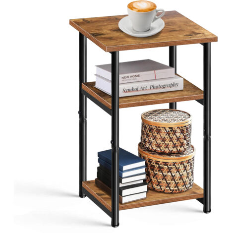 Bedside Table 3 Tier End Table Nightstand Storage Shelf for for Living Room/Bar (1/5)