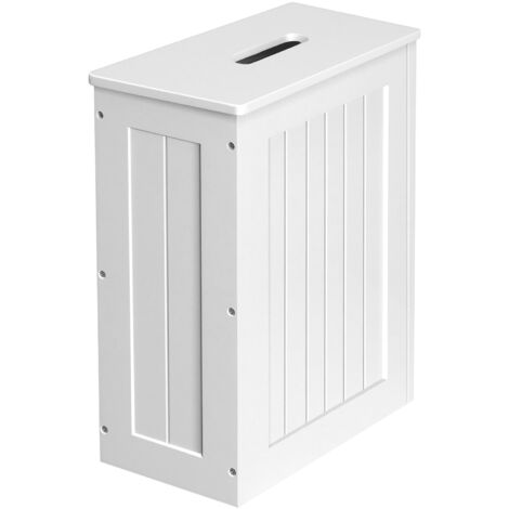 Toilet Paper Roll Holder White Wooden Free Standing Bathroom Storage Cabinet Shelfs