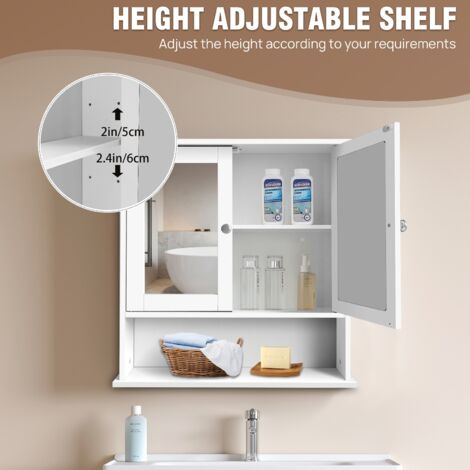 Wooden Furniture Wall Mirror Cabinet Bathroom Storage Unit Cabinet Shelf Toilet