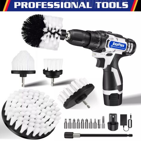 Drill Brush Tool Power Scrubber Drill Attachments For Carpet Tile Grout Cleaning 2xBattery (1/5)