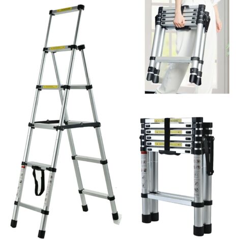 Folding Ladder Telescopic Aluminum Extension 5+6 StepsLadder with Slip-Proof Feet 330lbs Max Capacity, EN131 Standard (5+6 stepps) (1/5)