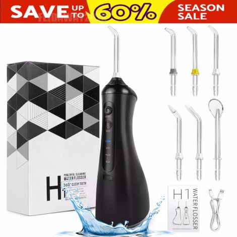 Cordless Dental Water Flosser Oral Irrigator Teeth Cleaner with 6 Jet Tips Floss (1/5)