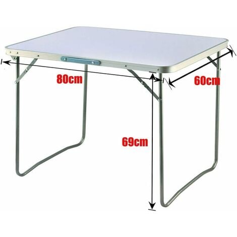 Camping Table Portable Picnic Table Aluminum Folding Table Indoor Outdoor Table Heavy Duty Garden Trestle Set for BBQ Picnic Party, Load Capacity 15KG, Length 80cm
