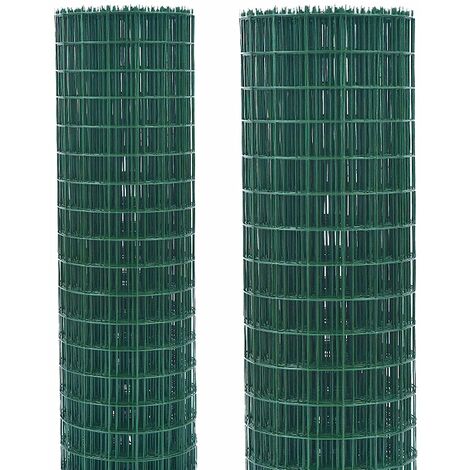 Hot Dipped Galvanized Wire Fence 90CM X 10M (3FTX33FT) Green PVC Coated Wire Fencing 100mm x 75mm ( 4x 3) Hole Size 2mm ( 0.08) Wire Diameter Garden Fencing Roll Rust-proof and Corrosion Protection