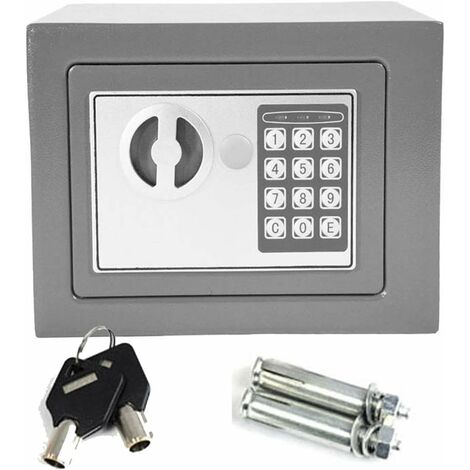 Digital Safe 4.6L Security Cash Jewelry Box Solid Steel Combination Lock With Key Freestanding Wall Floor Mounted 170 230 170mm, Grey (1/5)