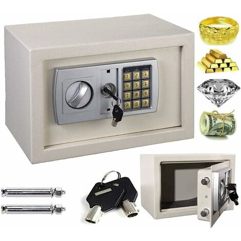 Fireproof Digital Safe Box Home Safes Cash Anti-theft Safe Box Electronic Documents Safety Safe Security Box Solid Steel with Full-digit Keypad, 2 Keys and 2 Bolts 8.5L (31x20x20cm, White)