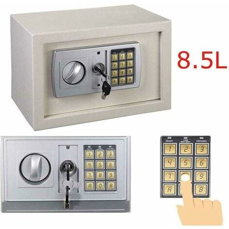 Fireproof Digital Safe Box Home Safes Cash Anti-theft Safe Box Electronic Documents Safety Safe Security Box Solid Steel with Full-digit Keypad, 2 Keys and 2 Bolts 8.5L (31x20x20cm, White)