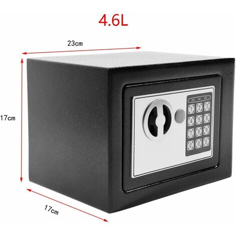 Digital Safe 4.6L Security Cash Jewelry Box Solid Steel Combination Lock With Key Freestanding Wall Floor Mounted 170  230  170mm, Black