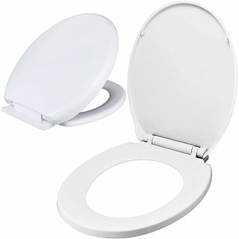 Soft Close Toilet Seat, Autofather Toilet Seat with Quick Release for Easy Clean, Standard Toilet Seats White with Adjustable Hinges, O Shape (1/5)