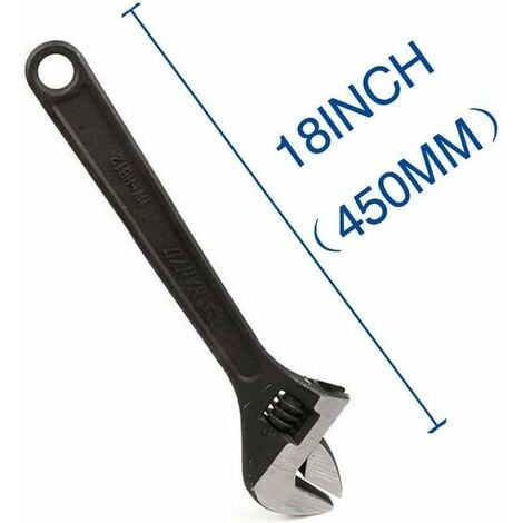 450mm 18 Long Adjustable Spanner 42mm Wide Jaw Adjustable Wrench Strong Forge Steel Multi Function Tool for Household Workshop Garage