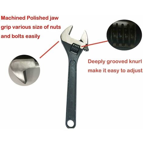 450mm 18 Long Adjustable Spanner 42mm Wide Jaw Adjustable Wrench Strong Forge Steel Multi Function Tool for Household Workshop Garage