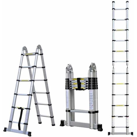 Multi-Purpose Aluminium Telescopic Ladder Portable Foldable Ladder Extension Extend Ladder (3.8M(A-Frame)) (1/5)