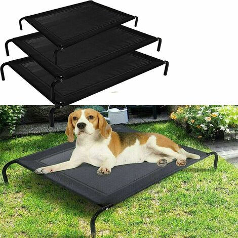 Elevated Dog Bed, Outdoor Metal Frame Raised Dog Cots Beds with No-Slip Feet & Breathable Mesh, Lightweight & Portable Indoor Outdoor Pet Beds Camping Beach Travel Use, 106x62x15CM