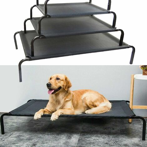Metal Frame Dog Cot Elevated Pet Bed Raised Dog Pet Bed with Breathable Mesh &No-Slip Rubber Feet, Lightweight & Portable Bed For Indoor Outdoor Camping Beach Travel Use, 75x47x15CM