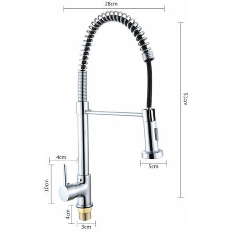 360��Swivel Pull Out Spray Taps Manobloc Mixer Kitchen Sink Mixing Tap Spring Neck Chrome
