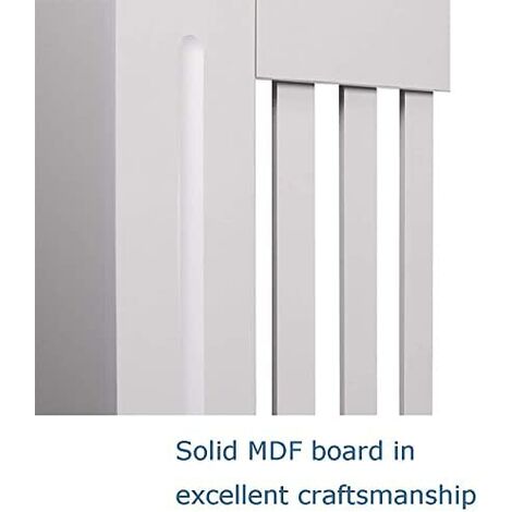 Slatted Radiator Cover White Painted, Wood Radiator Cover White Modern MDF Wall Cabinet for Living Room/Bedroom/Kitchen,H 82 x W 152 x D 19 CM
