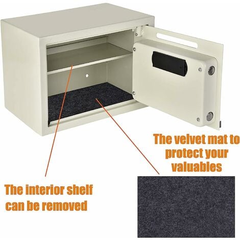 Digital Steel Safe Electronic Security Office Home Money Cash Safety Box, Top Digital Safe Box Large 2 Compartments with 2 Override Keys,Full-digit Keypad and 4 Bolts 16L (35x25x25cm, White)