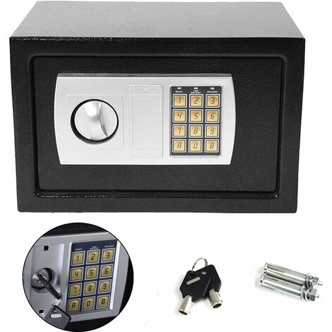 Electronic Safe 8.5L Cash Digital Safe Lock Box Steel Security Construction with 2 Keys For Office or Home Wall or Floor Mounted 20x31x20CM, Black (1/5)