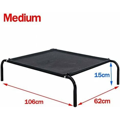 Medium Elevated Dog Cat Sleep Bed Portable Indoor Relaxing Sleeping Bed Outdoor Camping Basket Raised Cot Breathable Mesh Pet Cot Metal Frame, 106cm x 62cm x 15cm
