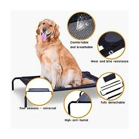 Medium Elevated Dog Cat Sleep Bed Portable Indoor Relaxing Sleeping Bed Outdoor Camping Basket Raised Cot Breathable Mesh Pet Cot Metal Frame, 106cm x 62cm x 15cm