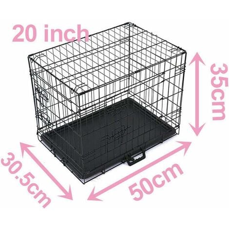 Pets Dog Puppy Crate  Folding 2 Door Metal Cage ideal for Home or Travel with Safety Latches and Easy to Clean Plastic Base Tray