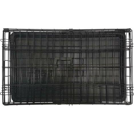 Pets Dog Puppy Crate  Folding 2 Door Metal Cage ideal for Home or Travel with Safety Latches and Easy to Clean Plastic Base Tray