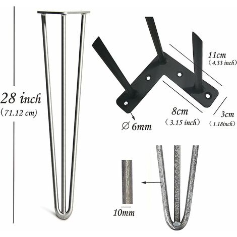 4 x Heavy Duty Hairpin Table Legs �C Superior Double Steel Welding with Free Screws, Build Guide & Protector Feet Worth ��8 �C 12mm Steel