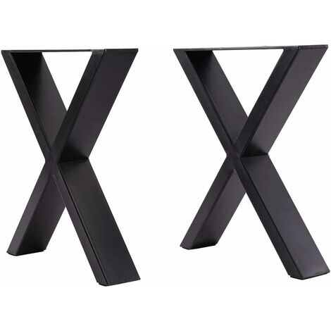 Table Legs Set of 2, Heavy Duty Industrial X Shaped DIY Furniture Table Legs Coffee Table Legs with Screws for DIY Table Desk Breakfast Bar Stand Bench