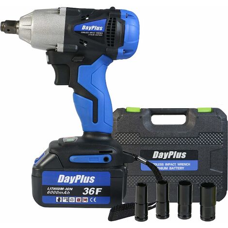 Cordless Impact Wrench 1/2 inch Driver 18V 420N.m High Torque with Socket Set 14mm 17mm 19mm 22mm, with Battery 6000mAh Li-Ion 3200rpm Variable Speed, with Carry Box