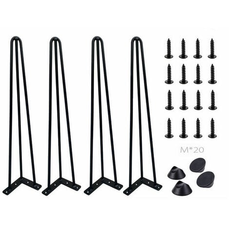 Metal and Industrial Hairpin Legs 86cm/34inch DIY Hairpin Table Legs for Cabinet Bench Chair Coffee Table Desk Modern DIY Furniture Legs Black Heavy Duty Hair Pin Legs with screw & floor protectors