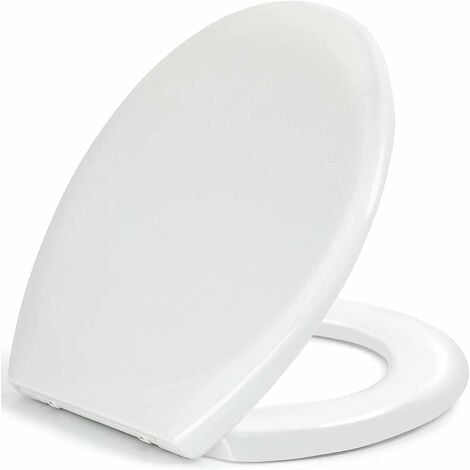 Toilet Seat, Soft Close Toilet Seat White with Quick Release for Easy Clean, Top Fixing, Stay Tight Toilet Lid Oval Shape, Heavy Duty Urea-Formaldehyde Anti-Bacterial Material