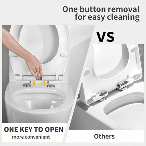 Toilet Seat, Soft Close Toilet Seat White with Quick Release for Easy Clean, Top Fixing, Stay Tight Toilet Lid Oval Shape, Heavy Duty Urea-Formaldehyde Anti-Bacterial Material