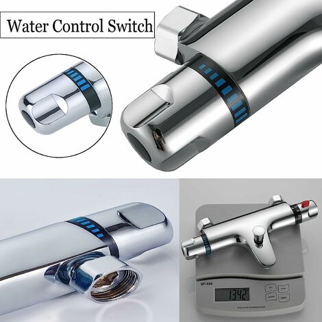 Thermostatic Shower Mixer Valve 1/2 Outlet, Modern Bath Mixer Tap Bar for Bathrooms, Hot & Cold Water 38�� Intelligent Constant Temperature, Bathtub Chrome Faucet Diverter Valve Bath Tap