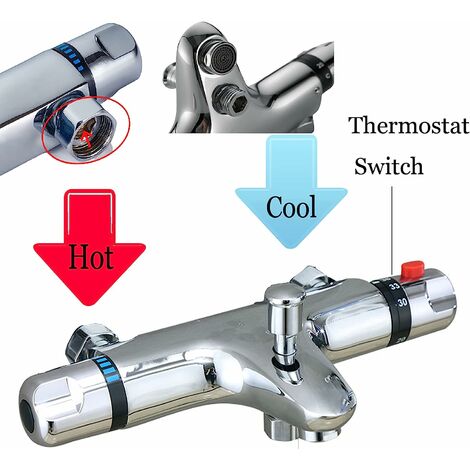 Thermostatic Shower Mixer Valve 1/2 Outlet, Modern Bath Mixer Tap Bar for Bathrooms, Hot & Cold Water 38�� Intelligent Constant Temperature, Bathtub Chrome Faucet Diverter Valve Bath Tap