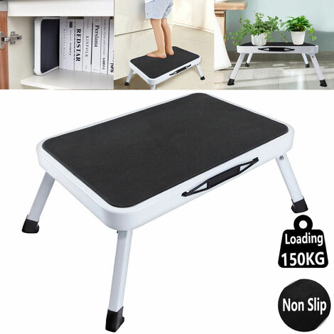 Foldable Step Ladder Non Slip Tread Safety Small Stool Steel Ladders Kitchen DIY (1/5)