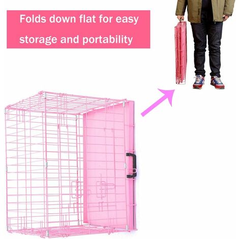 Dog Cage 30 Pink Tray Folding Puppy Crate Cat Carrier Dog Crate, Pet Cage Easy to Transport & Cleaning