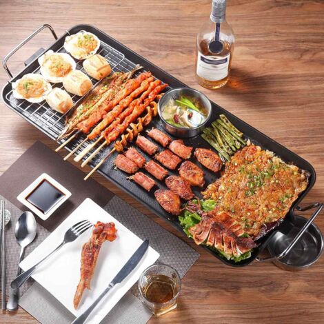 XL Teppanyaki Grill Electric BBQ Table Top Grill with Adjustable
