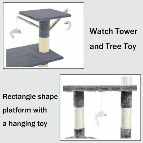 Cat Tree Tower, Cat Condo with Sisal Scratching Post, Multi Level Cat Climbing Frame Indoors, Cat Activity Tree